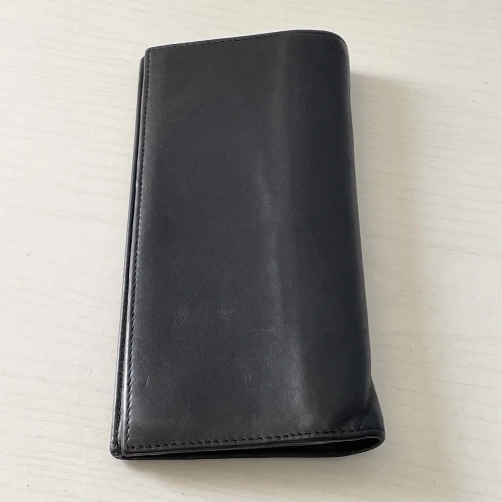 Prada black soft calfskin leather vertical breast pocket wallet